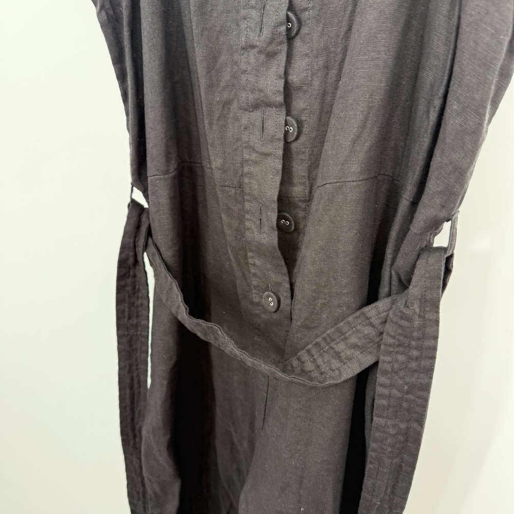 EVERLANE The Linen Picnic Jumpsuit Black Sleeveless Button-Up Size 8 - Picture 4 of 12